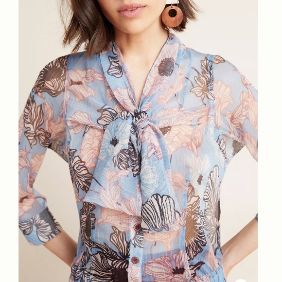 anthropologie BYRON LARS Beauty Mark Pastel Blouse Sz 6 new with tags Chic - Picture 2 of 12